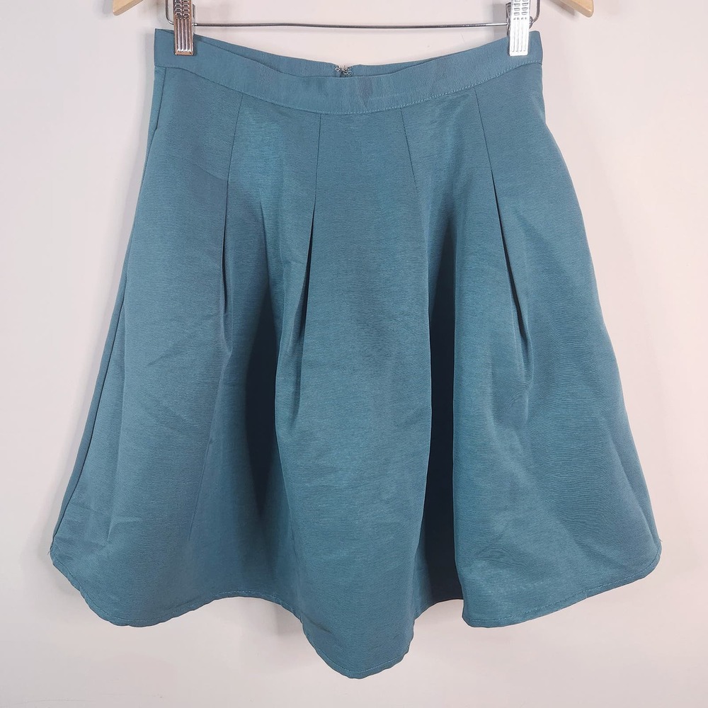 Modcloth Womens Teal Ethereal Expression Pleated Skirt Size 4 Pockets Trendy